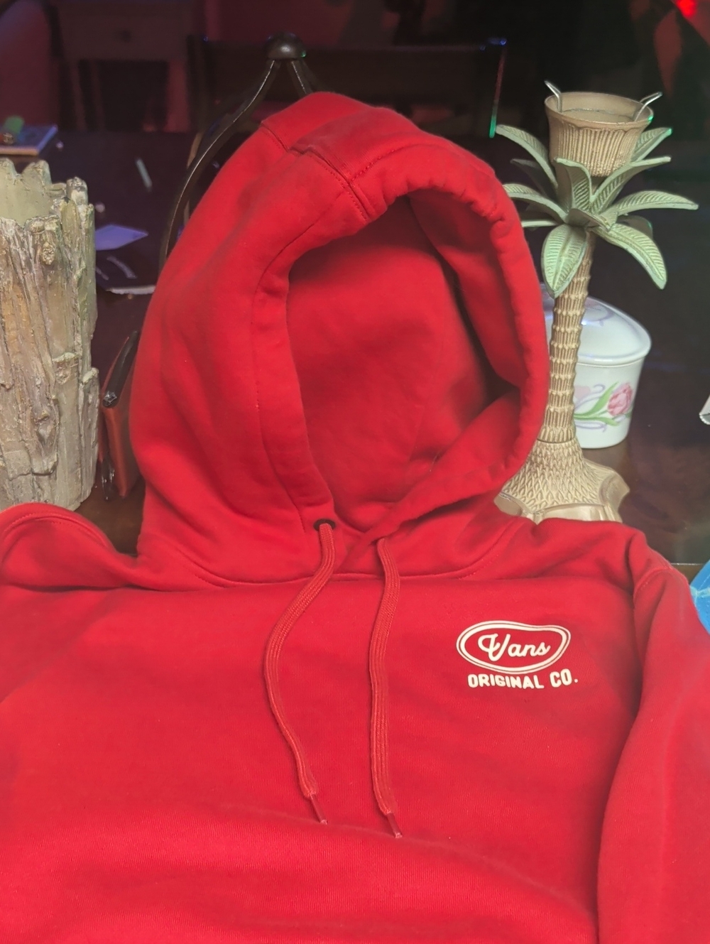 Vans Red Hooded Sweatshirt with White Automotive Graphic